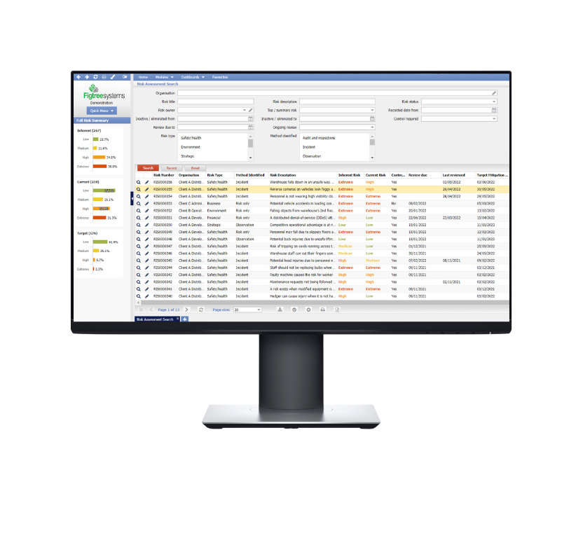 screenshot of Figtree Enterprise Risk Management
